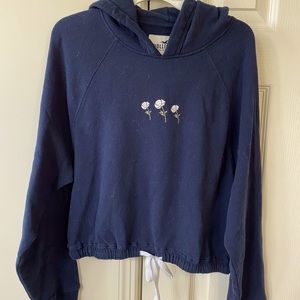 Hollister Girls Crop Hoodie with embroidered flowers
